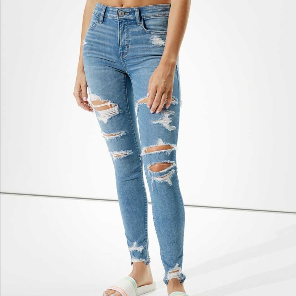 American eagle skinny ripped jeans